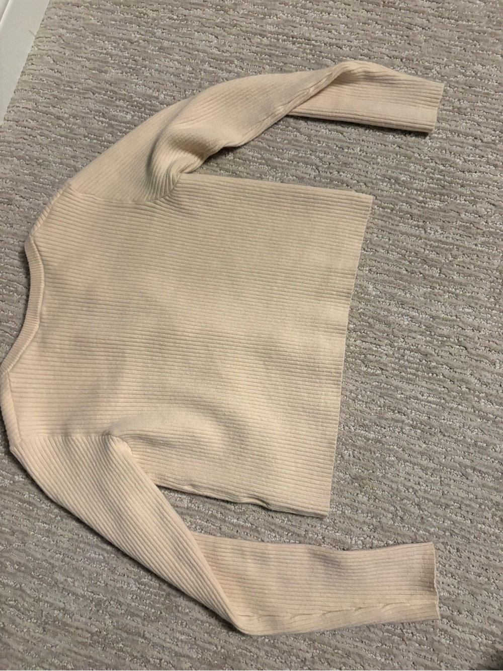 Sezane Cream Cropped Button down Ribbed Sweater - Picture 6 of 6